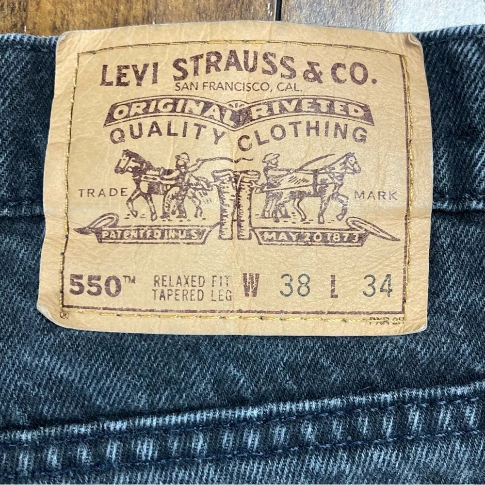 LEVI’S 550 Orange Tab VINTAGE Men’s Jeans Black 100% Cotton Size 38 x 34